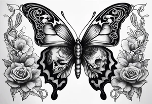 reincarnation, butterfly, skull tattoo idea