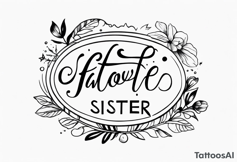 The handwritten words to my favorite sister" tattoo idea