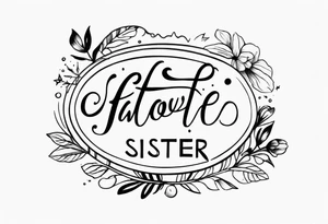 The handwritten words to my favorite sister" tattoo idea