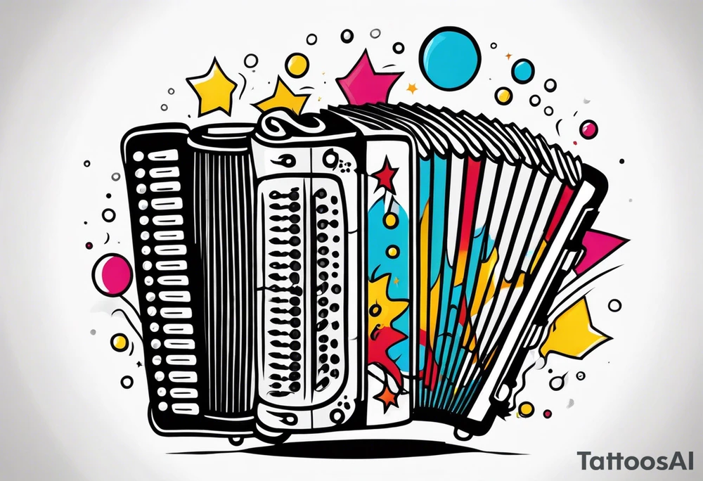 Accordion on a burn paper tattoo idea