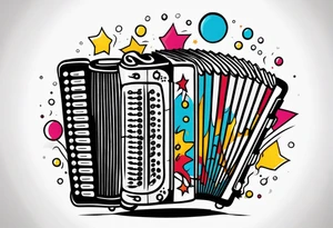 Accordion on a burn paper tattoo idea