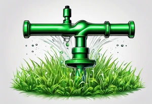 Automatic lawn sprinkler with green grass tattoo idea