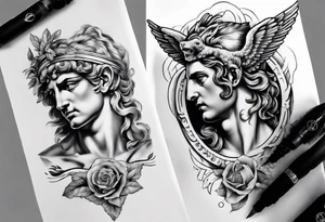 realistic Apollo greek mythology tattoo idea