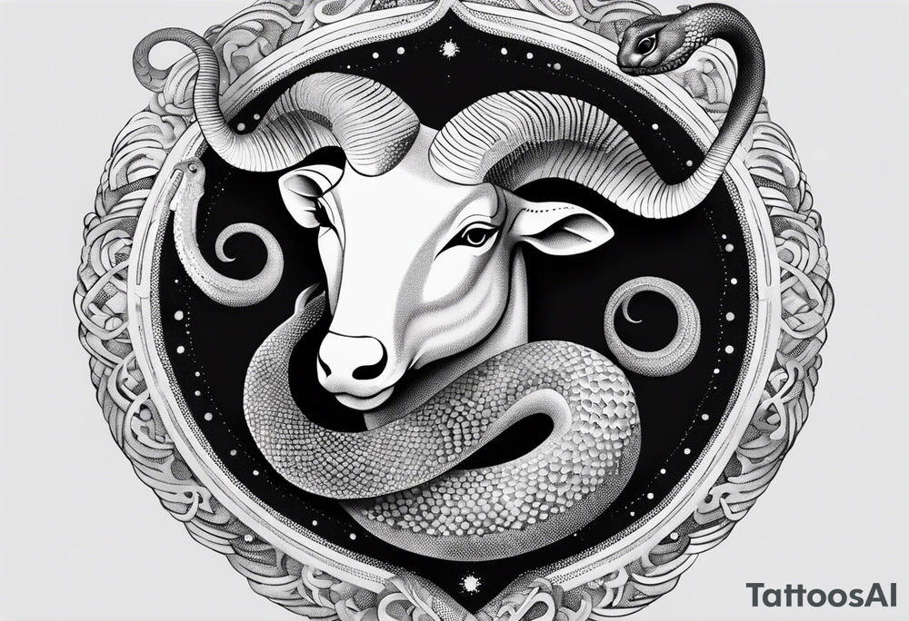 aries with snake tattoo idea