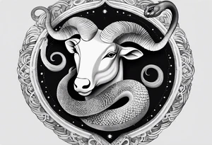 aries with snake tattoo idea