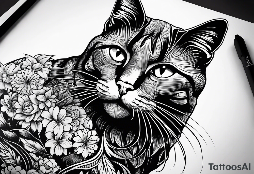 black cat tattoo idea