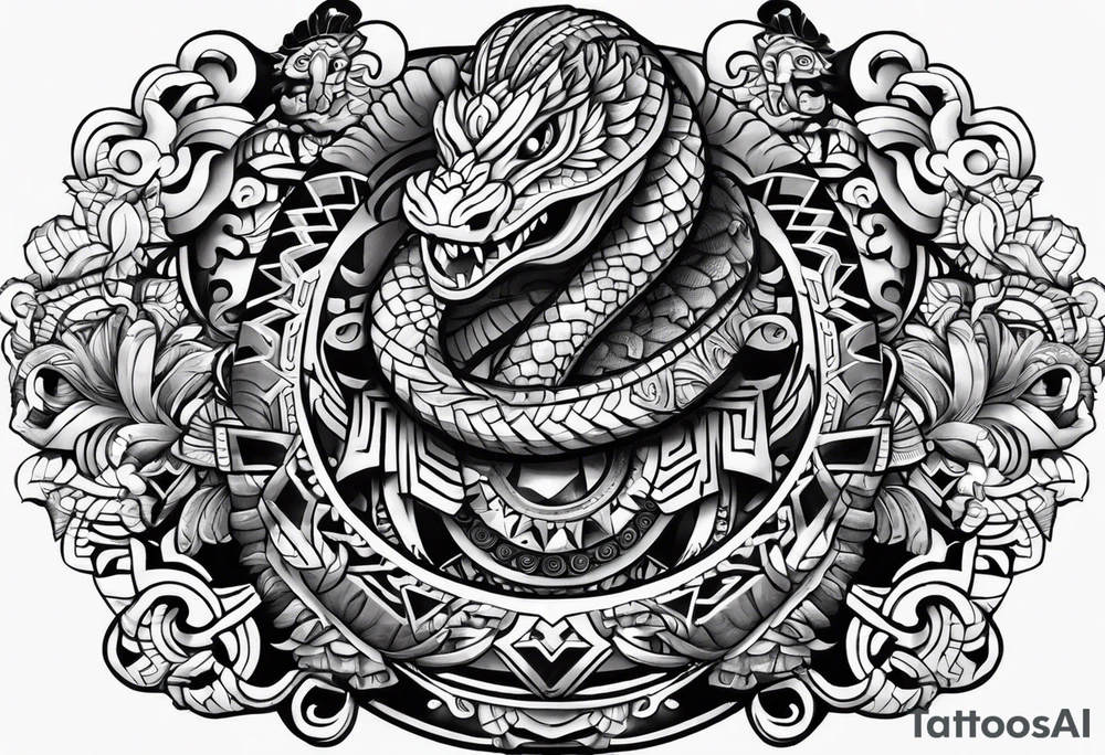 aztec snake sleeve tattoo idea