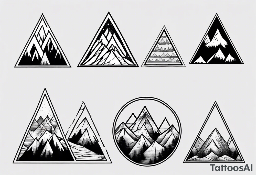 Four peak triangle mountains all connected tattoo idea