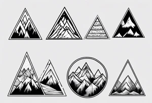 Four peak triangle mountains all connected tattoo idea