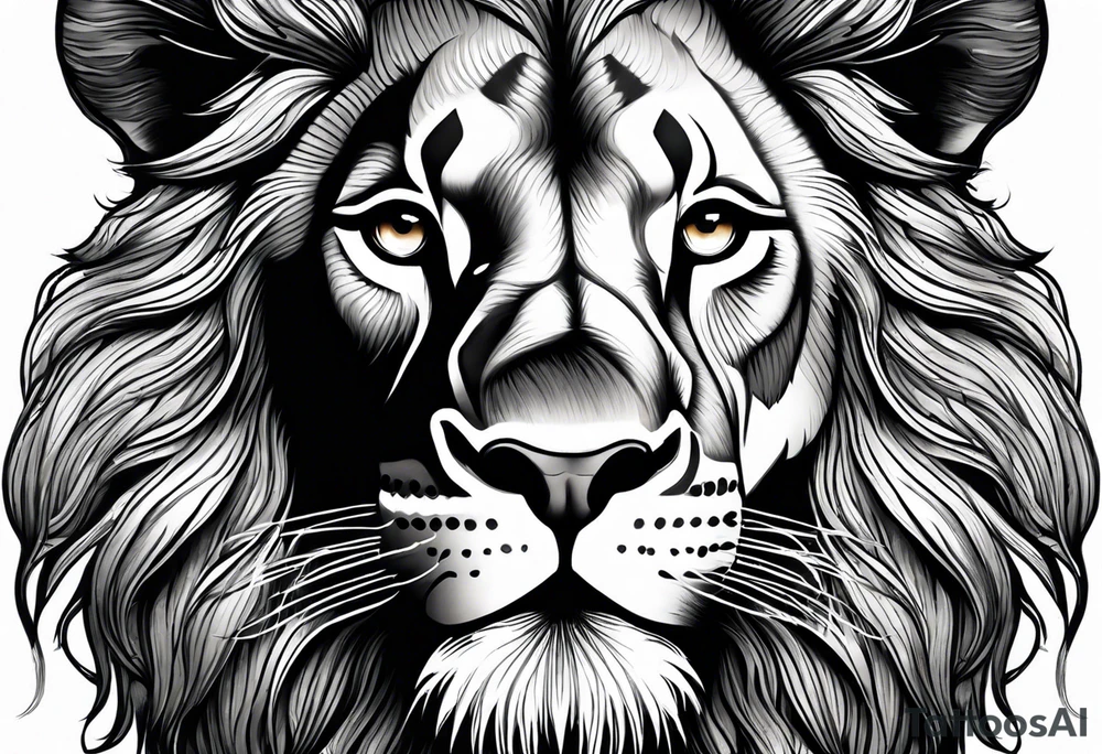 powerful majestic lion, close-up tattoo idea