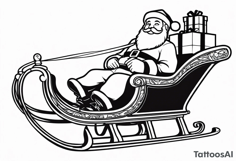 Sleigh Full of Gifts with santa tattoo idea