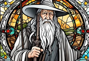 Gandalf in stained glass fighting tattoo idea