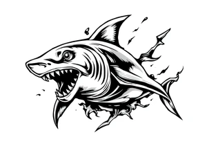 Masculine strong shark flowing tattoo idea