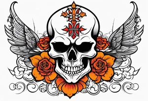 Gothic of skull that is red and orange tattoo idea