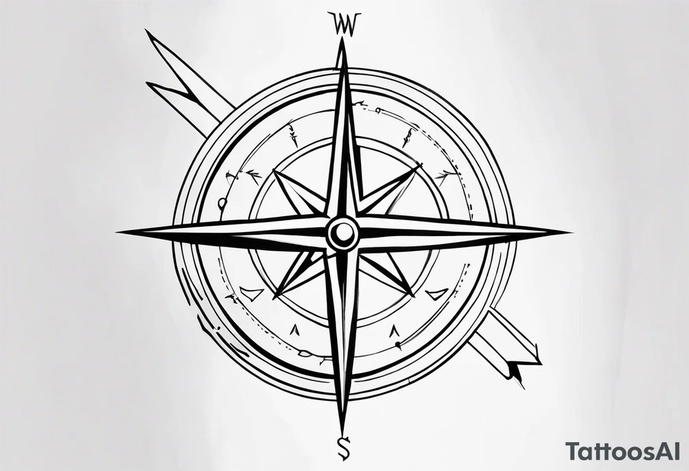 full arrow compass tattoo idea