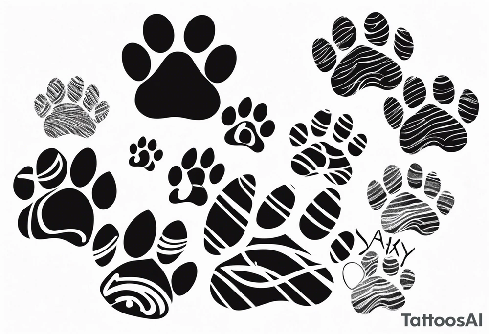 Dogs paw print with jaxy writing tattoo idea