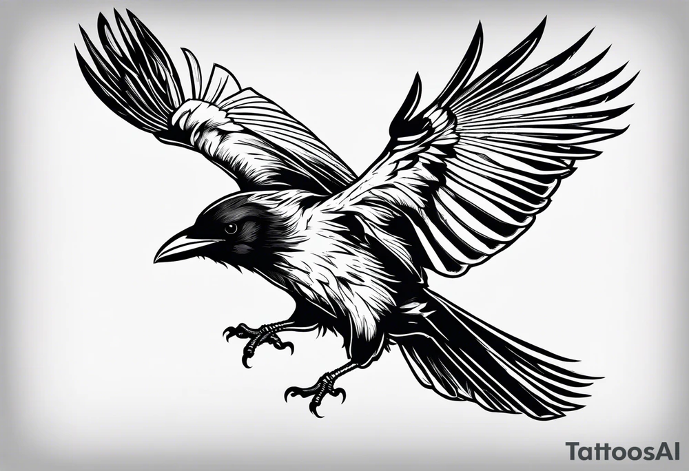 silhouette of a flying crow tattoo idea