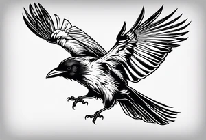silhouette of a flying crow tattoo idea