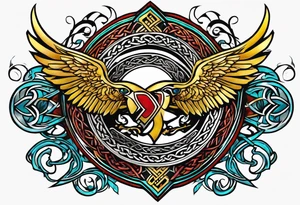 celtic band for around an arm, incorporating the word love, a gryffin tattoo idea