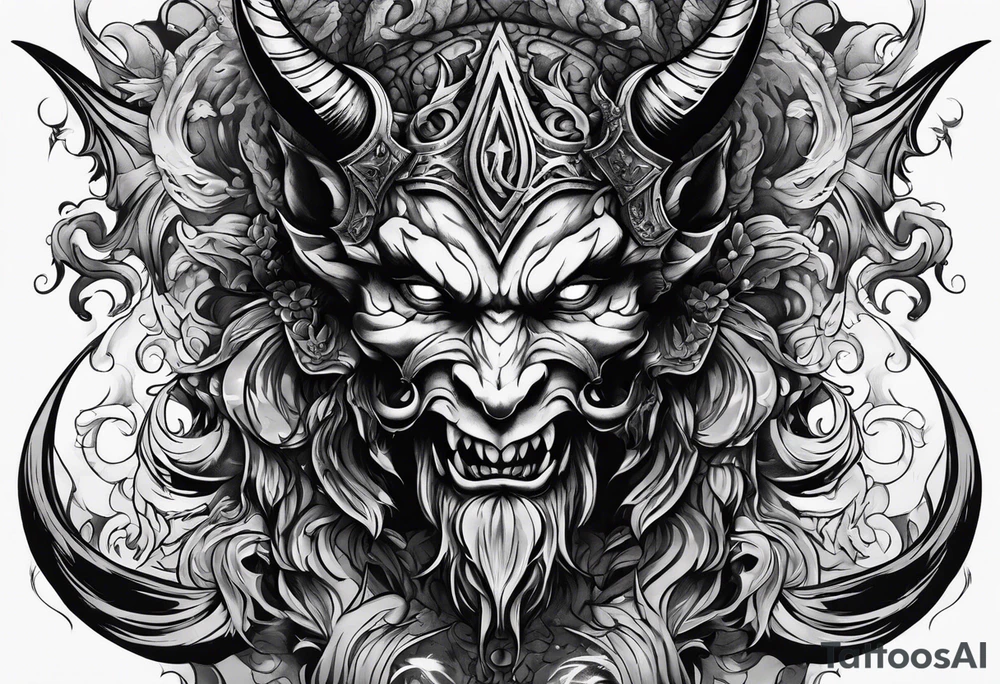 Demon holding a head tattoo idea