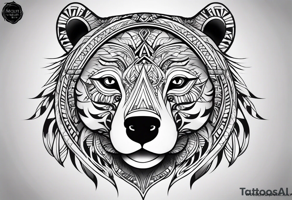 Simple female tribal bear face tattoo idea