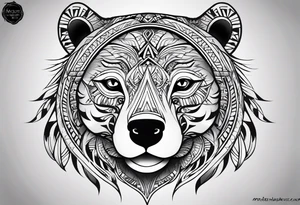 Simple female tribal bear face tattoo idea