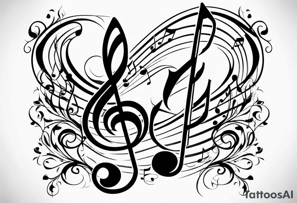 Musical notes burning tattoo idea