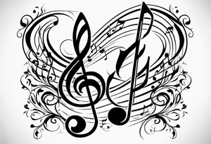 Musical notes burning tattoo idea
