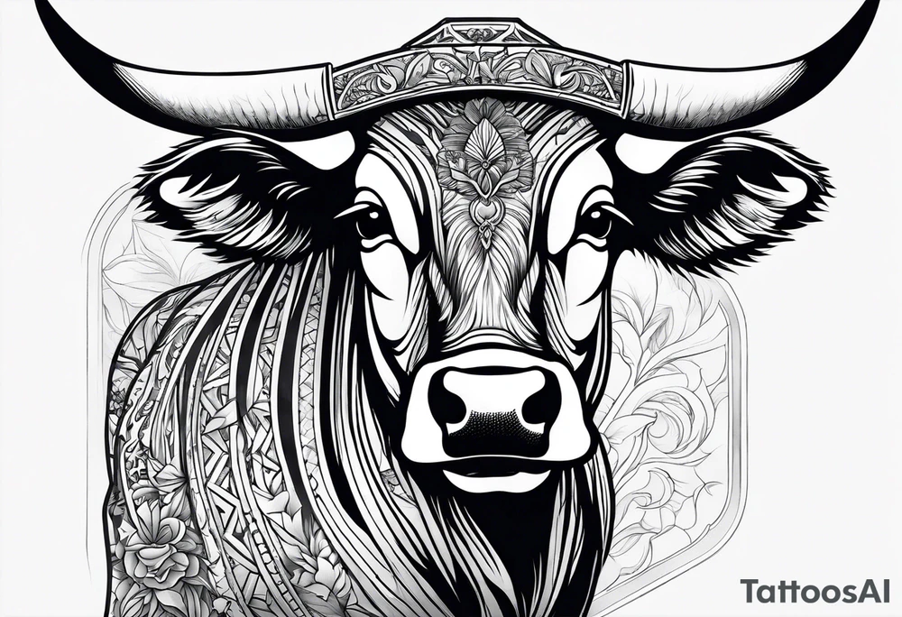 a cow in a ghost halloween costume tattoo idea