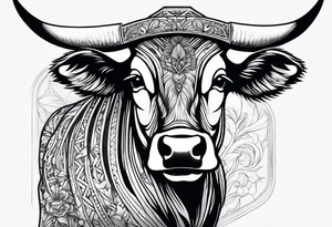 a cow in a ghost halloween costume tattoo idea