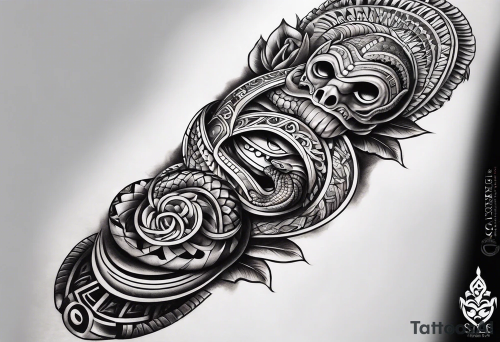 aztec snake sleeve tattoo idea