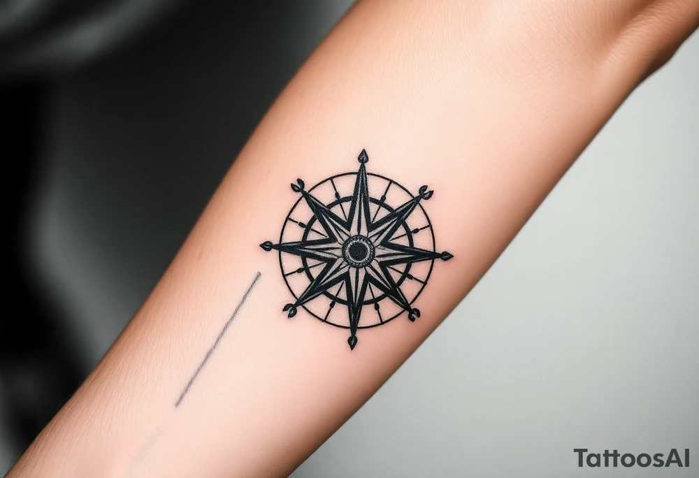 antique compass rose overlaid on weathered world map with sailing ships tattoo idea