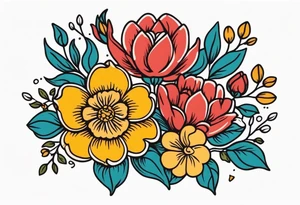 baptize

old school vintage simple traditional design with vintage flowers surrounding
bold color simple tattoo idea