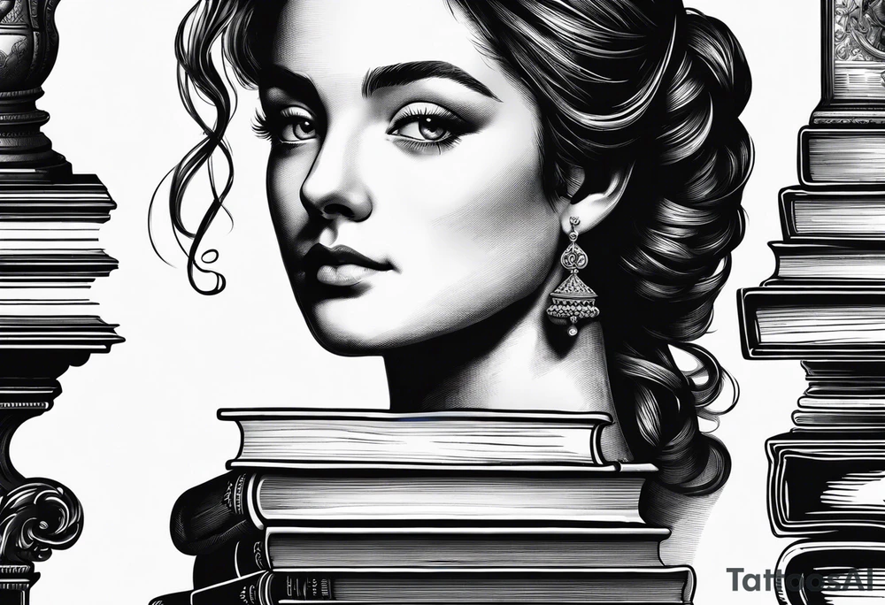 Pride and Prejudice book stacks tattoo idea