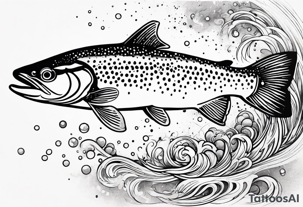 A rainbow trout jumping out of the stars tattoo idea