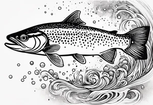 A rainbow trout jumping out of the stars tattoo idea