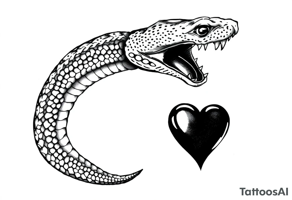 Can you give an example of a snake tattoo that wraps around the elbow and ends on the forearm on the ulnar side? With the words jealous, shame, and black heart subtly incorporated. tattoo idea