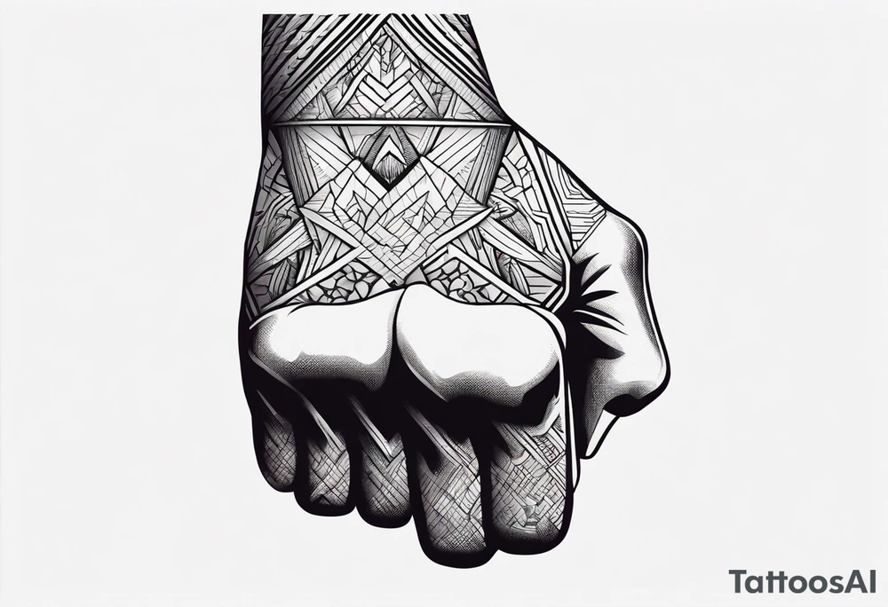 A clenched fist on the back using negative space techniques tattoo idea A clenched fist on the back using negative space techniques tattoo idea