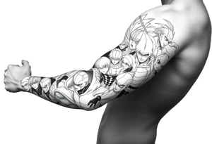 12 or more anime characters in their powerful form tattoo idea