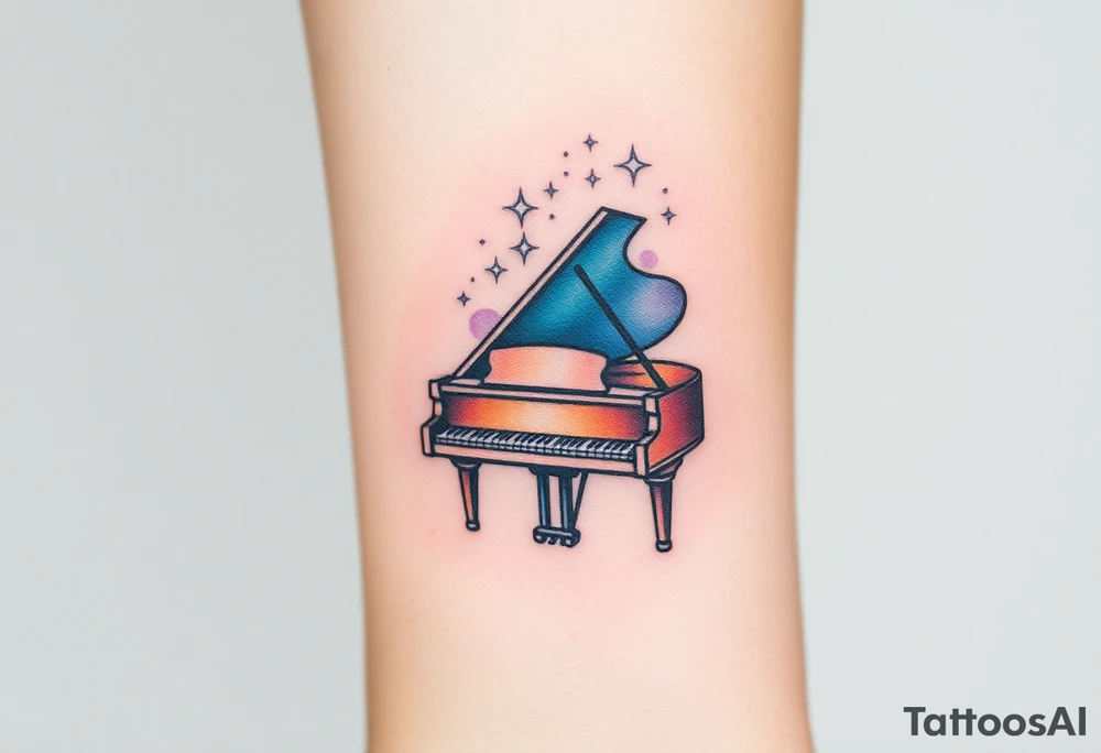 piano under the stars tattoo idea