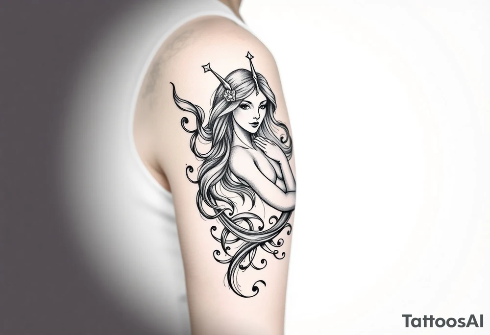 Sexy unique Aquarius goddess sleeve tattoo tattoo idea