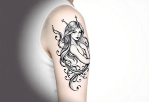 Sexy unique Aquarius goddess sleeve tattoo tattoo idea