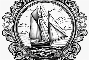 sailboat sail patched in such a way that it resembles a maritime lighthouse. tattoo idea