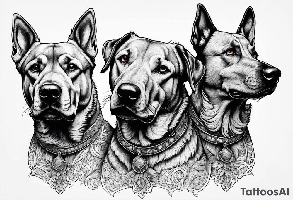 A three headed dog tattoo idea