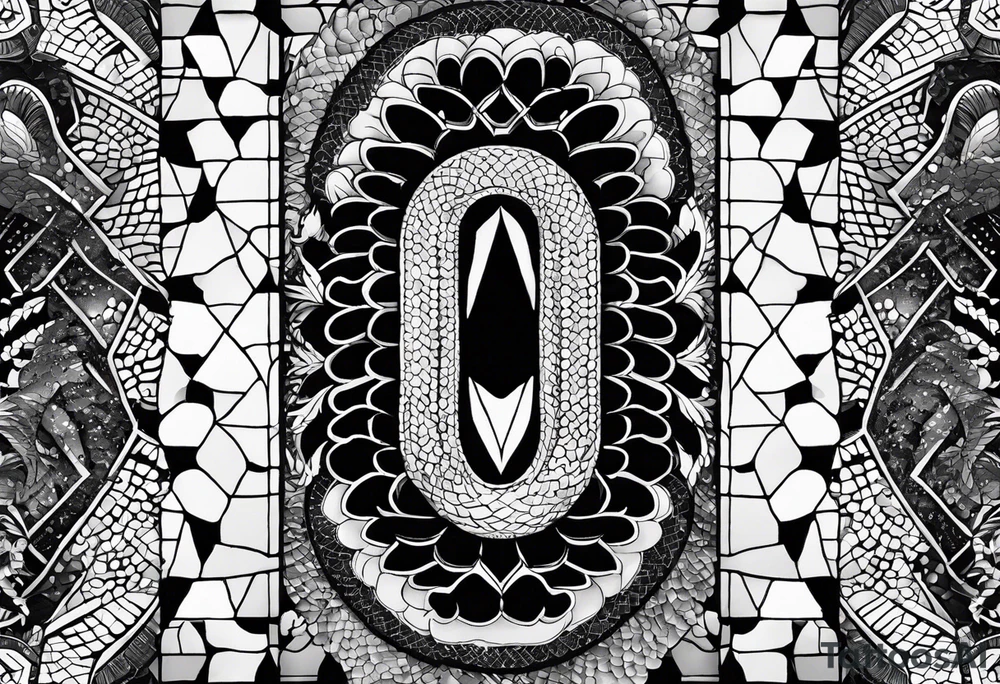Patch of snake scales with roman numerals going verticals along edges tattoo idea