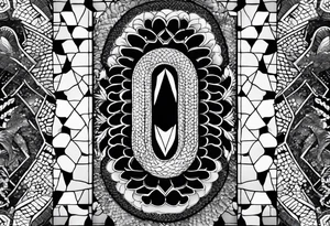 Patch of snake scales with roman numerals going verticals along edges tattoo idea