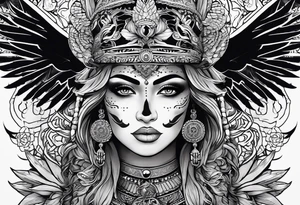 kali, goddess pirate, pachamama, valkrye, warrior, skull, lotus azul, wing, eagle, zenza resonance, stars tattoo idea