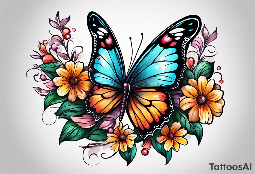 Butterfly on a flower tattoo idea