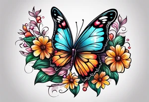 Butterfly on a flower tattoo idea