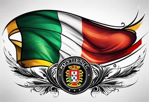 A Portuguese and a German flag mixed tattoo idea